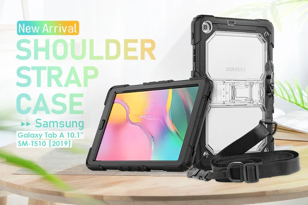 Чехол для планшета для Samsung Galaxy Tab A 10,1 SM-T510 SM-T515 T510 T515 противоударный Heavy Duty с подставкой Повесьте обложка+ ручка+ защитная пленка на экран