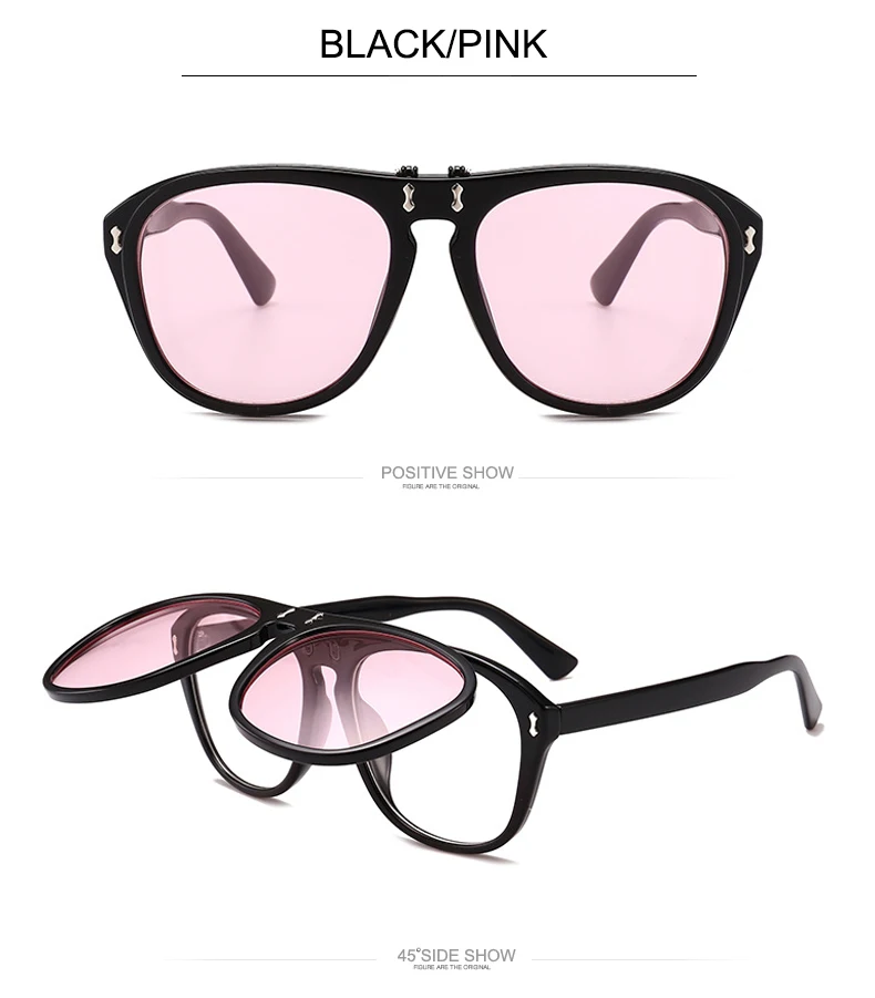 best sunglasses for big nose OEC CPO Oversized Square Sunglasses Women Personality Flip Up Grey Sunglasses Men Double Unisex Goggles Eyeglasses UV400 O215 oversized square sunglasses