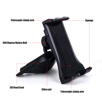 

Car Mobile Phone Holder Bracket Holder Stand 360 Degree Rotation for 4-12 Inch Tablet NJ88