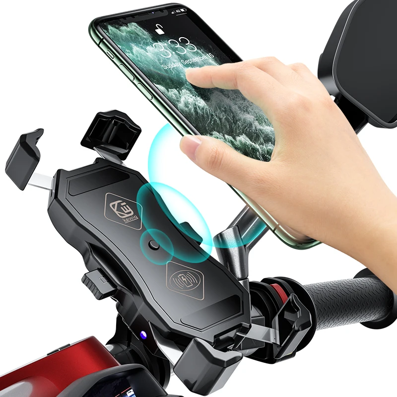 Motorcycle Phone Holder 15W Wireless Smart Charger QC3.0 Wire Charing 2 in 1 Semiautomatic Stand 360 Degree Rotation Bracket Motorcycle Phone Holder 15W Wireless Smart Charger QC3.0 Wire Charing 2 in 1 Semiautomatic Stand 360 Degree Rotation Bracket