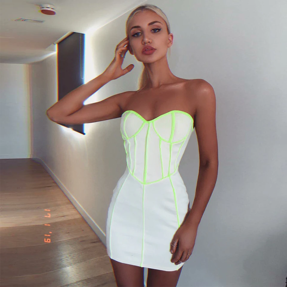 lime green strapless dress
