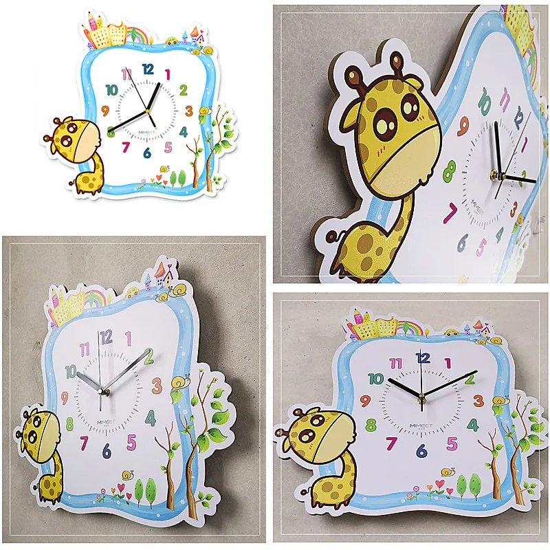 Cartoon Giraffe Wall Clock Creative Bedroom Personality Fashion Wall Watch Creative Cute Living Room Simple Mute Quartz Clock