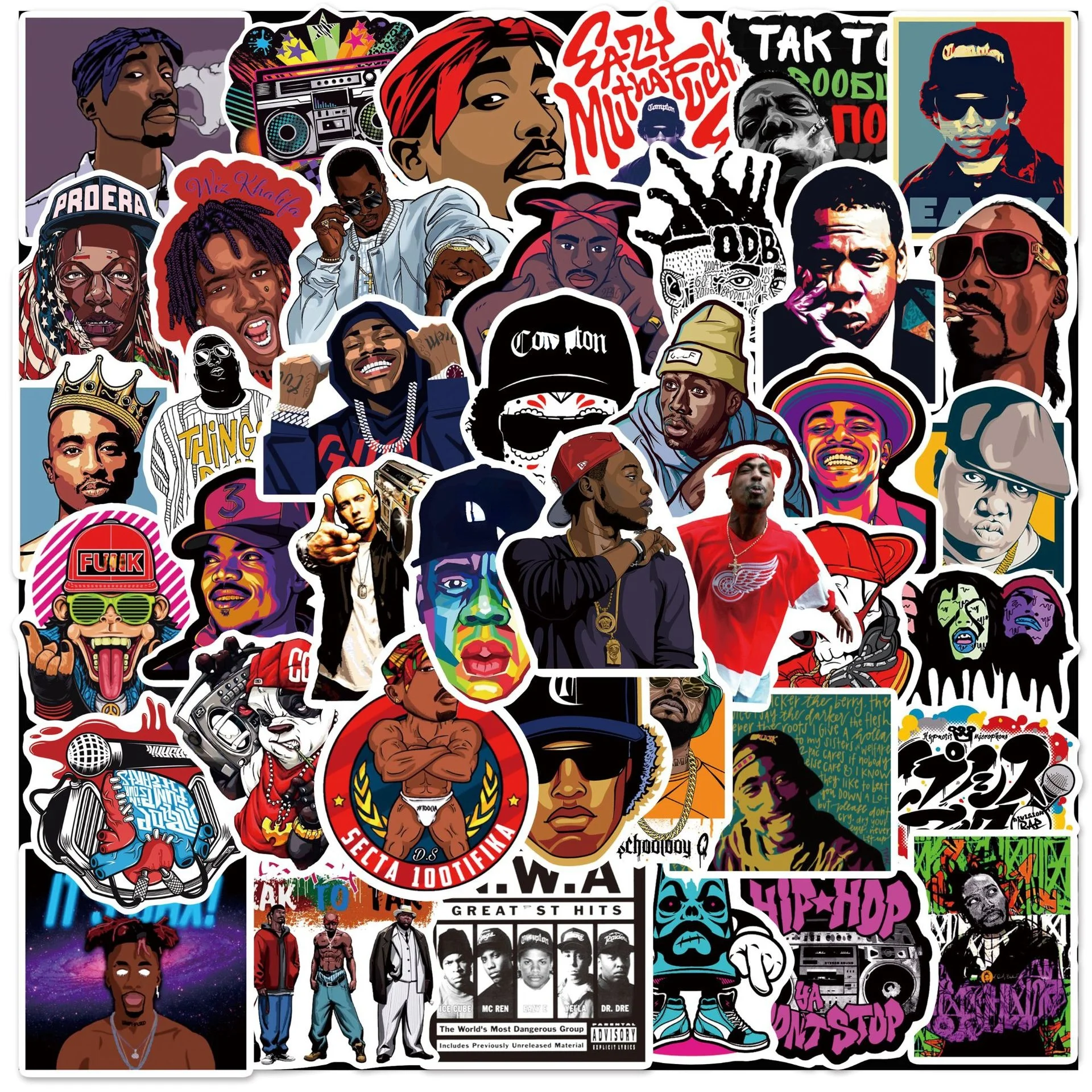 

10/50pcs Legendary Rapper Tupac 2pac stickers Notorious Big East /West coast Graffiti Stickers Laptop Skateboard sticker