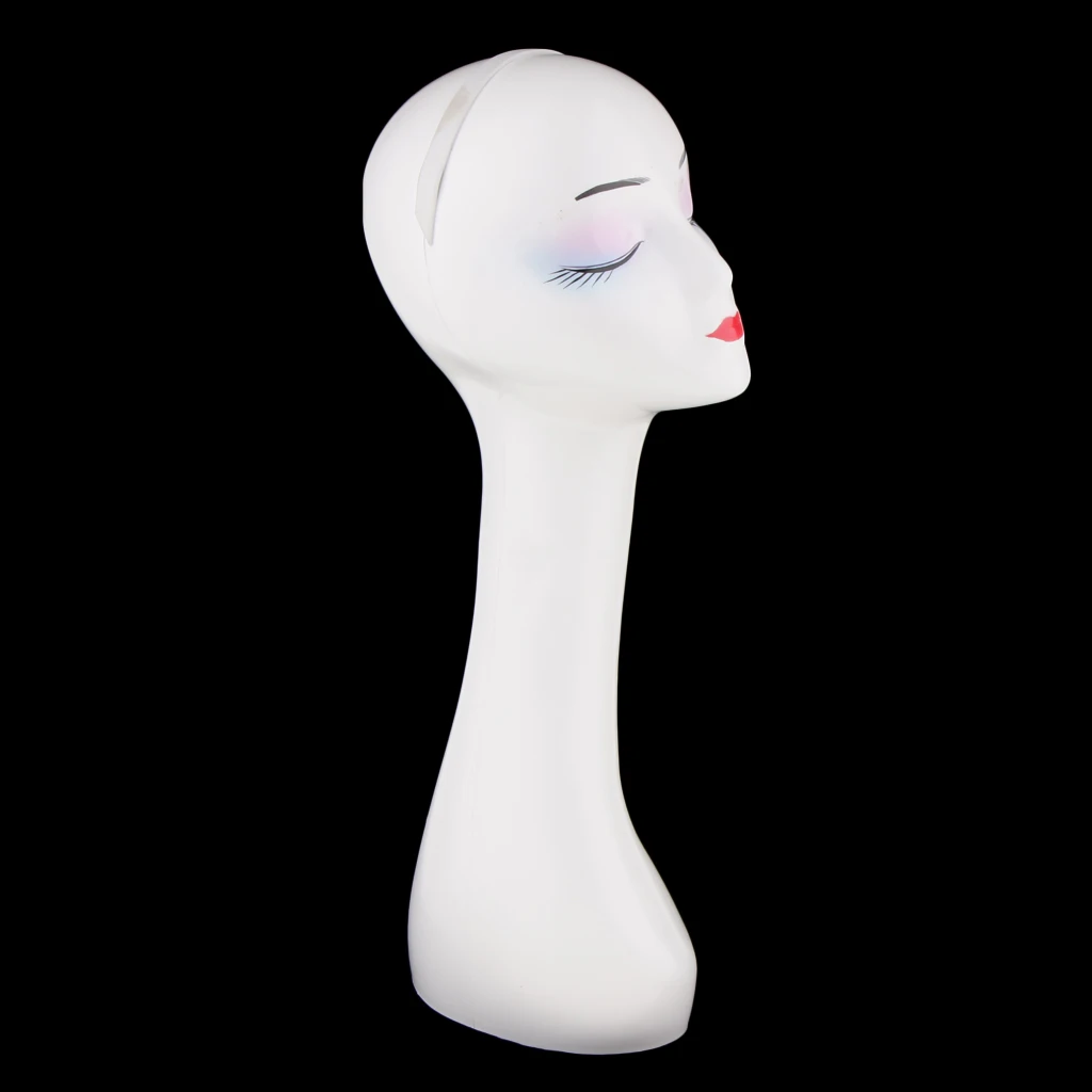 White Long Neck Female Mannequin Head Model Hair Wigs Jewelry Display Stand Manikin Head Headphone Hat Display Holder