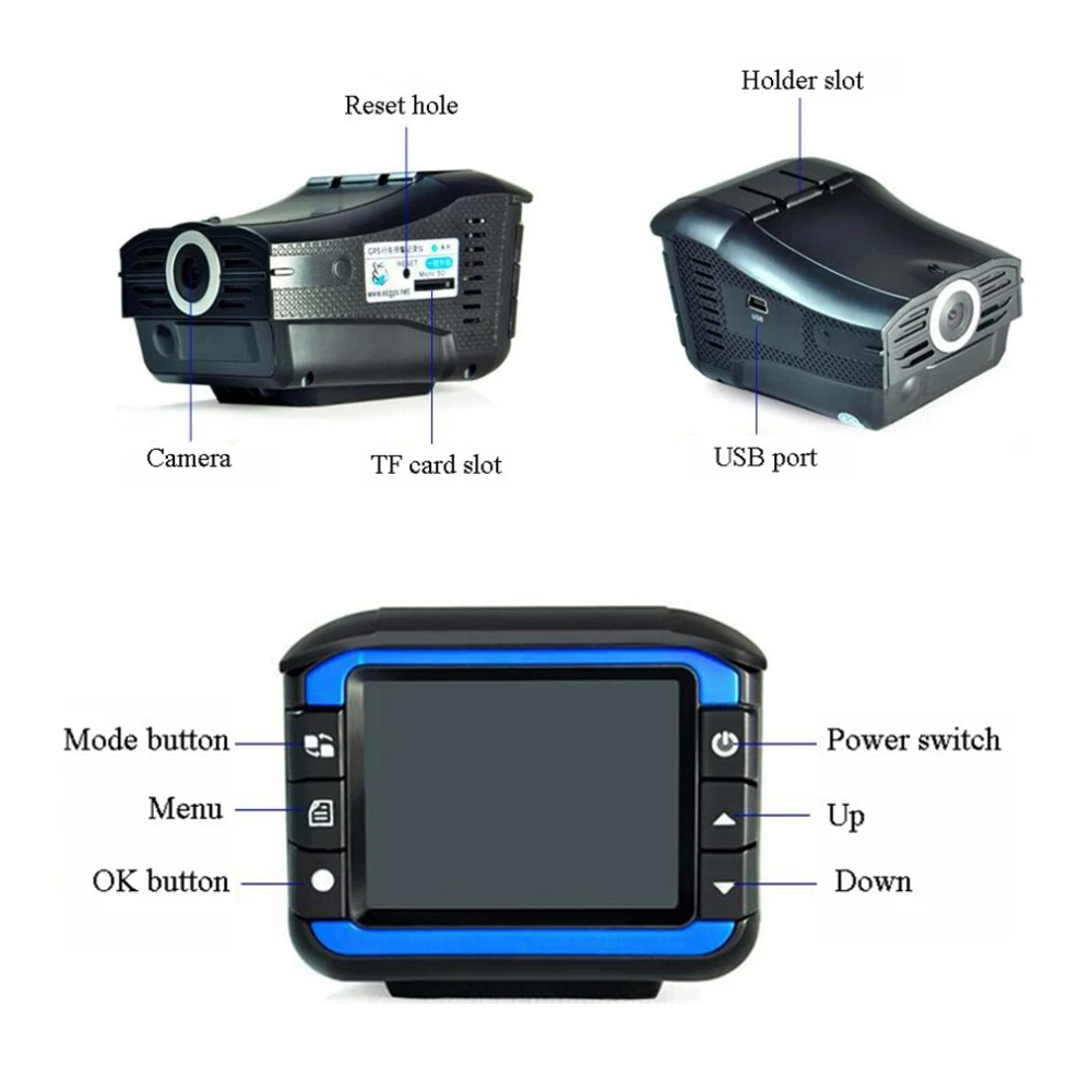 Автомобильный радар детектор 3 в 1 Русский Голос GPS трек рекордер DVR зеркальный