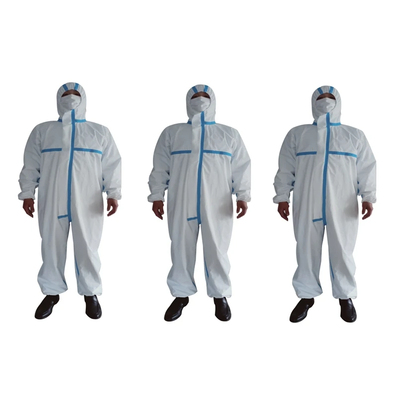 

3Pcs Disposable Protective Coverall Isolation Protective Clothing Dust-Proof Coveralls (XL)175cm