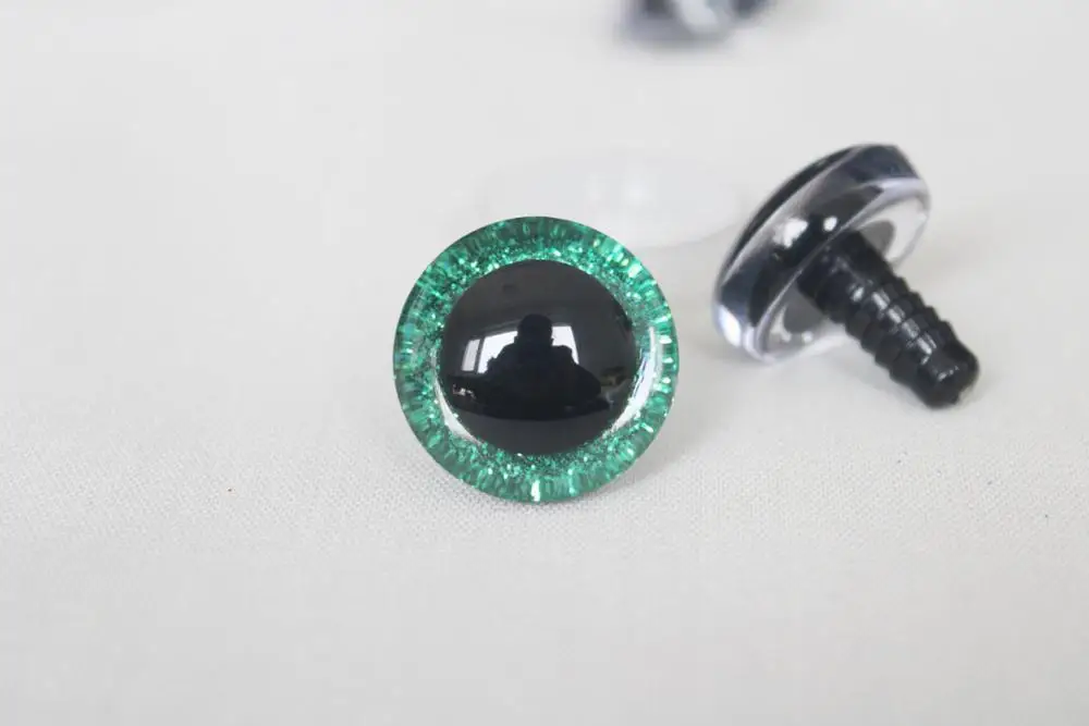 20pcs---9-12-14--16-18- 20 -24--30-35mm clear 3D glitter eyes plastic safety toy eyes long stem + glitter fabric + washer 7