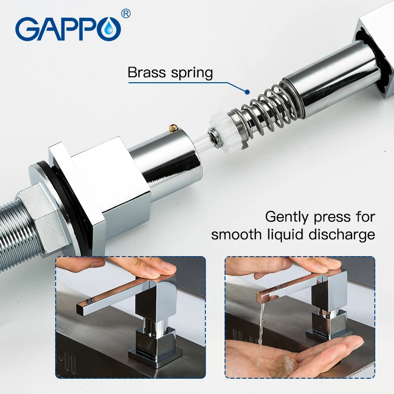 GAPPO Brass ABS kitchen soap dispenser 300ML Deck Mounted Hand Soap Dispenser Liquid Soap Bottle Kitchen Accessories