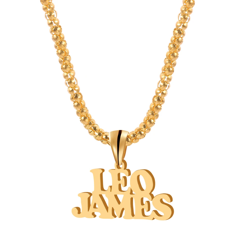 Personalized Name Men Stainless Steel Pendant Custom Nameplate Necklace