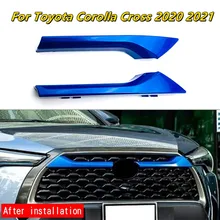 Couverture de phare antibrouillard pour Toyota Corolla Cross 2020 2021, grille centrale de voiture ABS chromé bleu, garniture extérieure