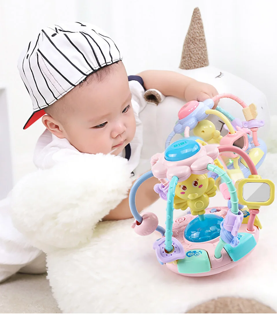 Brinquedos do Bebê Móvel do Bebê Tambor Chocalhos História Musical Educacional Contas Redondas Mordedor Bebê Brinquedos 0-12 Meses Mão 3 Brinquedos e hobbies
