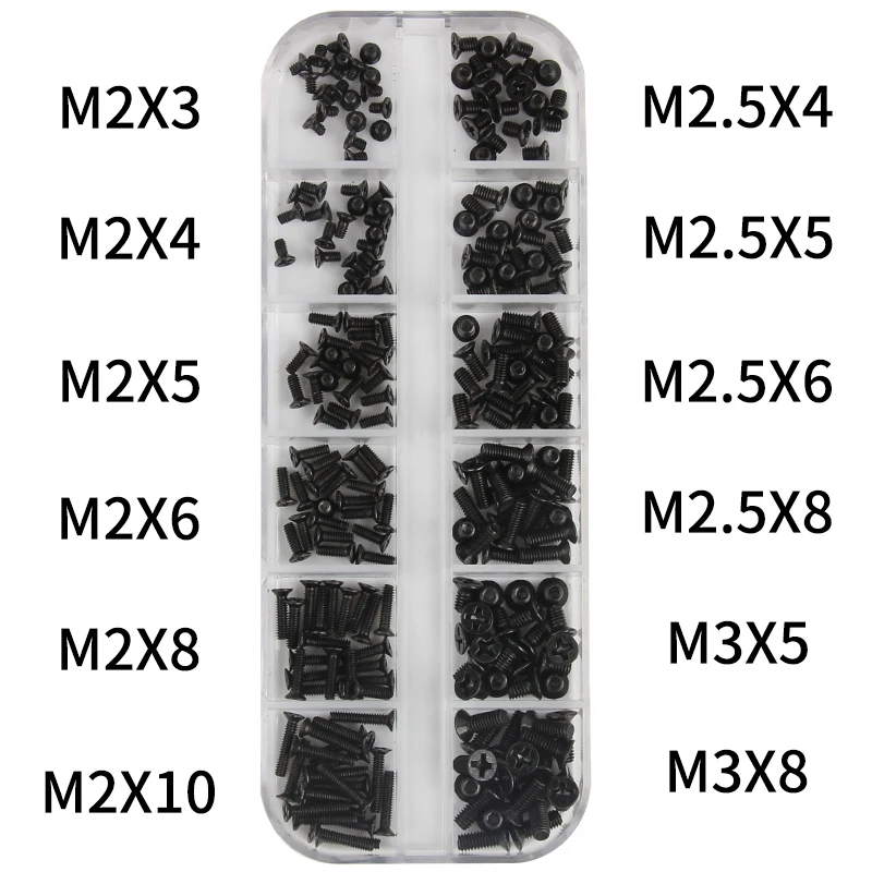 M2M2.5M3 Repair Screws Kit For Laptop Micro Computer Case Assemble Mini Digital Mechanical Repair Screw 240Pcs/Set screw bolt nut set screw washer nut kit
