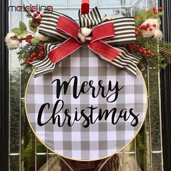 

29cm 5ps christmas cross stitch xmas decor for home round wooden embroidery crafts DIY bamboo circle natal deco flower wreath