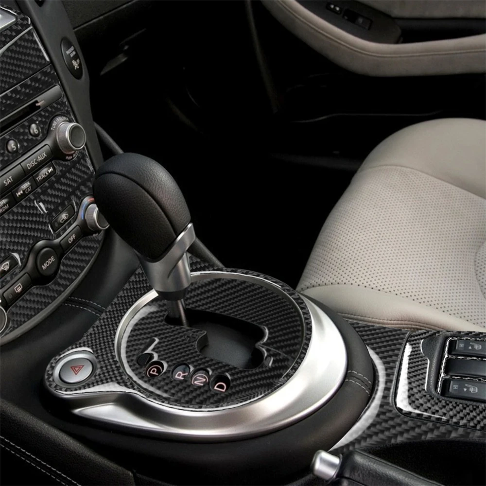 

Center Console Gear Shift Media Panel 10pcs Cover Trim for Nissan 370z Carbon Fiber Interior Decoration Car Accessories Sticker