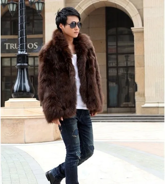 Man Imitate Leather And Fur Loose Coat Self-cultivation Imitate Fox Wool Coat Men's Wear