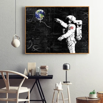 

WANGART Astronaut Space Dreaming Stars Planet Oil Painting Canvas Wall Pictures for Living Room Posters and Prints Home Decor