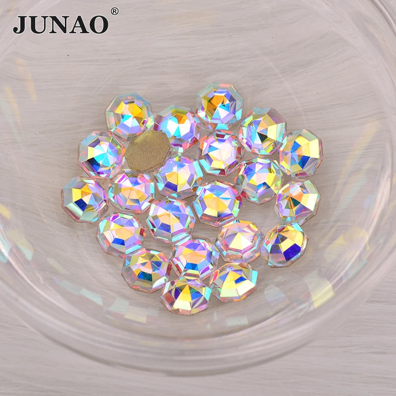 6mm Round Octagon JUNAO 50 шт 6*8 мм Череп стеклянные стразы с плоской задней частью Необычные хрустальные камни для дизайна ногтей украшения DIY наклейки со стразами - Цвет: 6mm Round Octagon