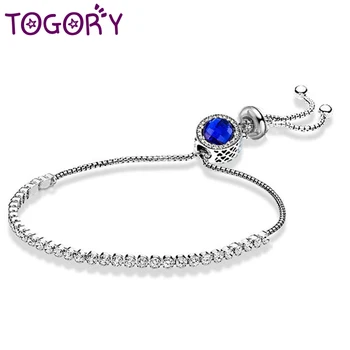 

TOGORY 2019 New Style Charm Bracelets 6 Colors Cubic Zirconia Chain Fit Fine Bracelets Bangles Couple Fashion Jewelry