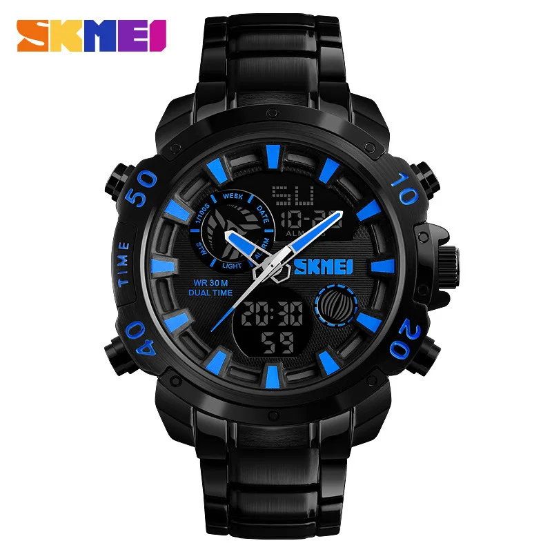 

Skmei 1306 Men Multi-functional Dual Display Waterproof Watch Night Light Outdoor Mountain Climbing Electronic Watch