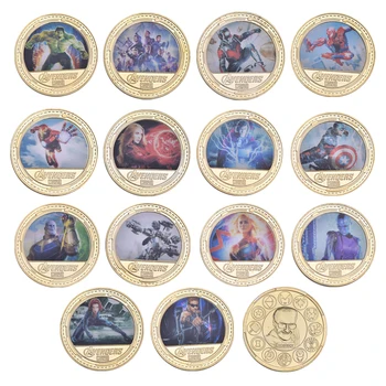 

14pcs Marvel Avengers Infinity War Gold Collectible Coins Set Box Souvenir Challenge Coin Original Gifts for Fans Dropshipping