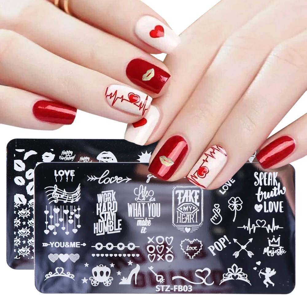 Plaques D Estampage D Ongles Design De Saint Valentin Plaque D Image De CÅur D Amour Pour Bricolage Modele De Nail Art Pochoir De Manucure Outil 1 Piece Aliexpress