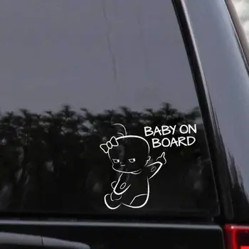 

16*14.1CM BABY ON BOARD Funny Vinyl Car Sticker Black Silver Warning Sign Decal C4-0872 Cloth Scraper Credit Card Car Sticker