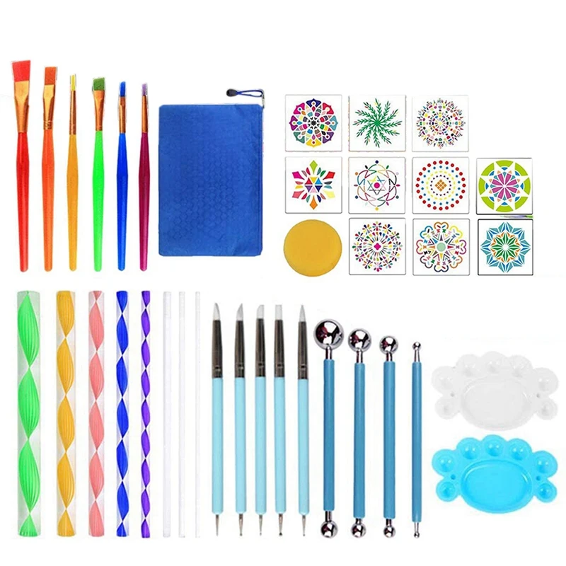 37PCS Mandala Dotting Tools Set Stencil for Rock Painting Drawing and Nail Art Crafting | Дом и сад