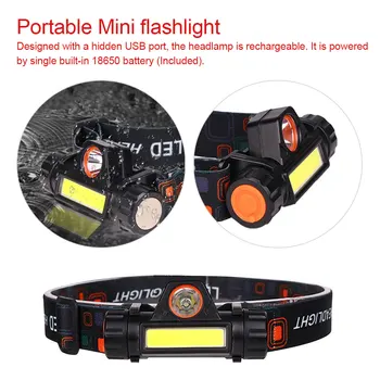 

8000LM Portable Mini flashlight lantern LED dual-use Headlamp Built-in Battery USB charging Outdoor camping headlight