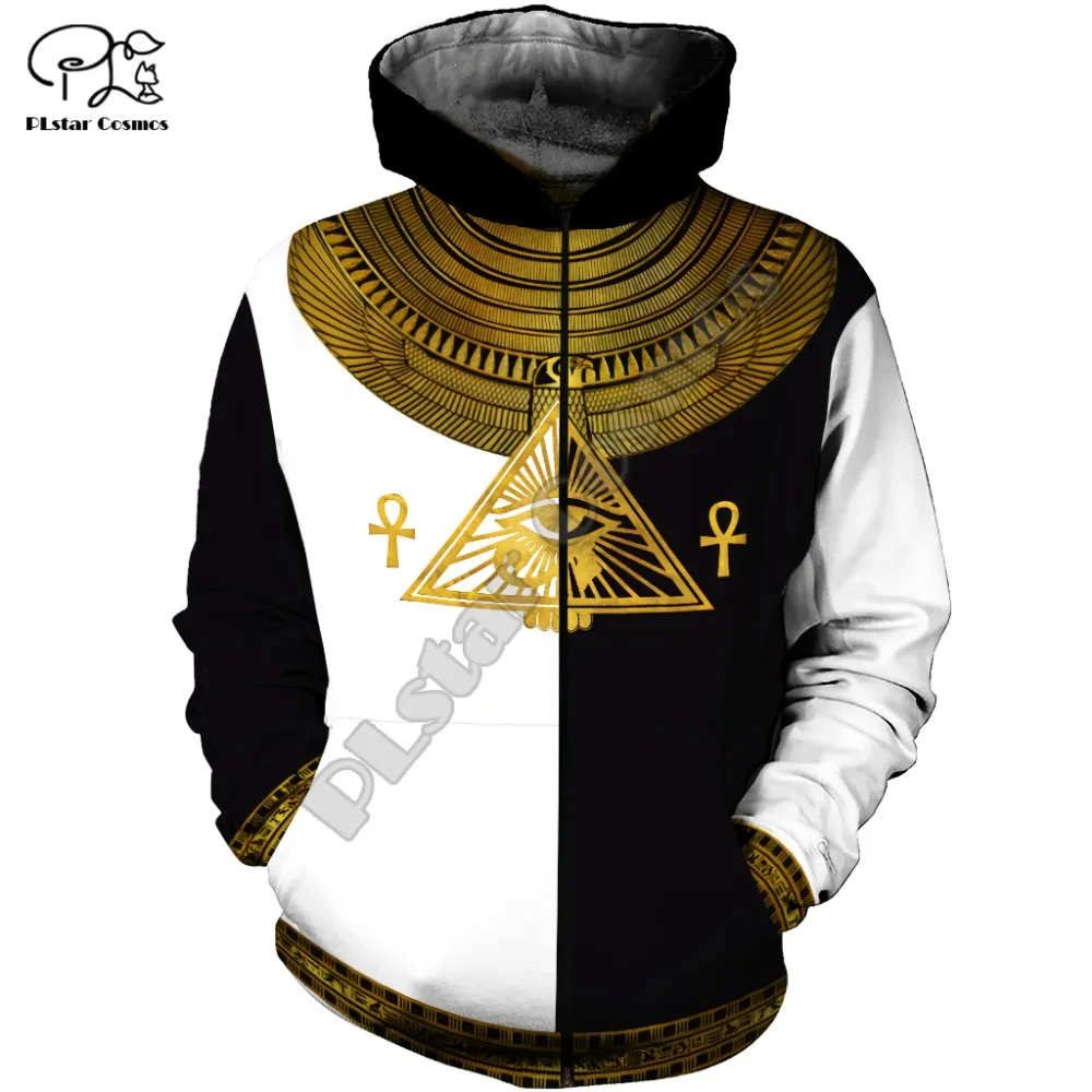 3d-printed-horus-egyptian-god-black-and-white-clothes-ta0175-zipped-hoodie