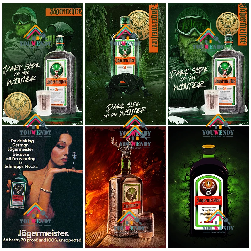 Jagermeister Liqueur Vintage Metal Plaque Retro Alcohol Tin Signs Yege Holy Deer Wine Metal Plate Pub Bar Man Cave Wall Decor