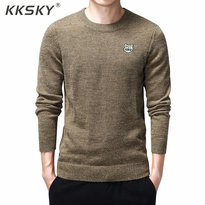 

Embroidery Cat Sweater Men Warm O-neck Pullovers Homme Kintting Long Sleeve Sweaters Dress And Pullover 3XL Knitwear Pull Tops