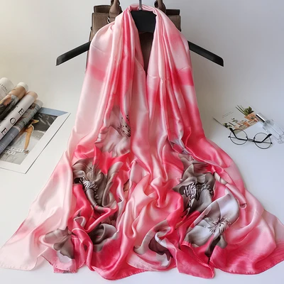 

Long Scarf Women Silk Scarf Luxury Brand Scarf Shawl Silk Scarves Long Printed Shawls Beach Cover-ups KH05