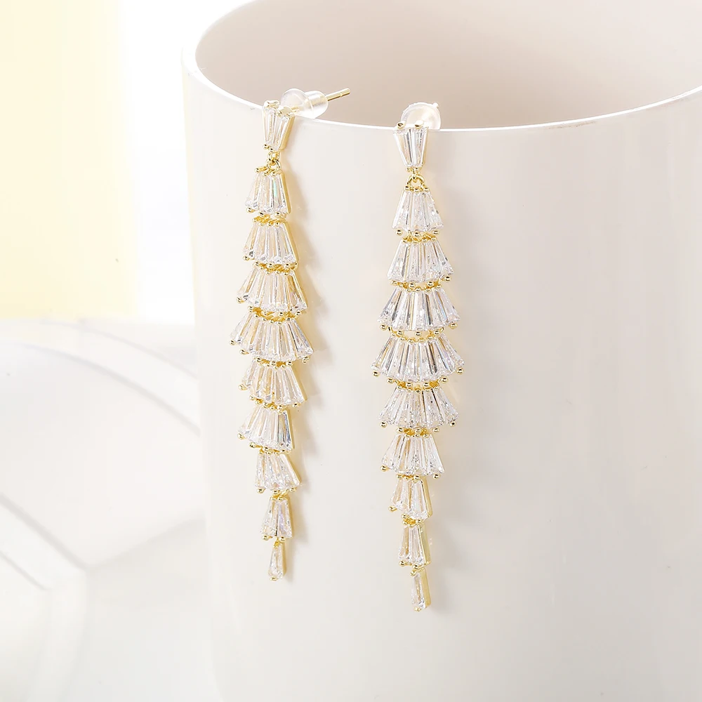 WYBU Christmas Tree Taseel Drop Earrings For Women AAA Cubic Zironia Brand Wedding Jewelry Brincos Bijoux | Украшения и