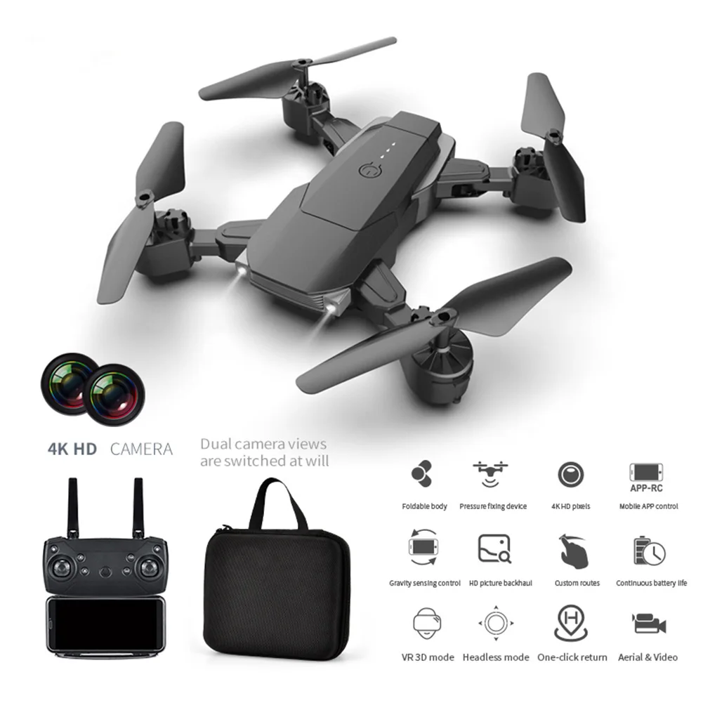 K2 Dual Camera Quadcopter Long-endurance Altitude Hold HD 4K Aerial Photography Folding Drone Remote Control Aircraft