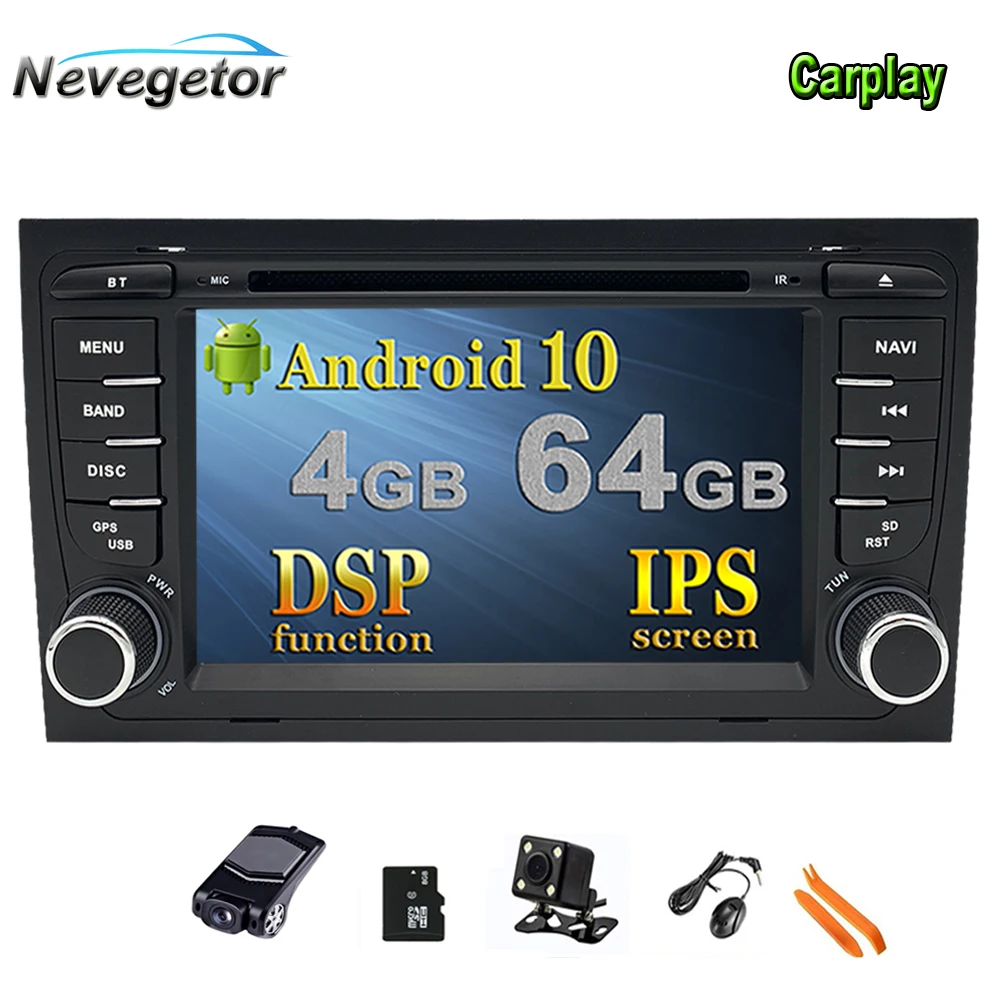 DSP IPS Android 10 4G 64G Автомобильный GPS для Audi A4 B6 B7 S4 RS4 SEAT Exeo dvd плеер радио экран WIFI BT CARPLAY
