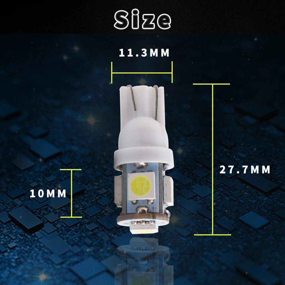 20X 100X 500X 24В T10 5050 5 SMD светодиодные лампы W5W 194 авто дверь чтения зазор светло белый