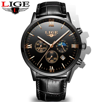 

LIGE New Mens Watches Military Sport Watch Men Top Brand Luxury Leather Chronograph Waterproof Quartz Clock Relogio Masculino
