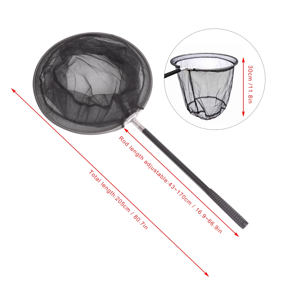 

2.05M Portable Round Brail Folding Fishing Net Landing Net 5 Section Extendable Stainless Steel Pole Handle 43-170cm Fish Tackle