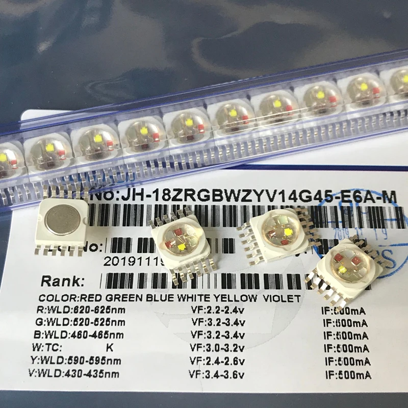 10 шт./лот светодиодный RGBWYV 6в1 18 Вт для Светодиодный RGBWYV освещение светодиодный чипы красный/зеленый/синий/белый/желтый/фиолетовый