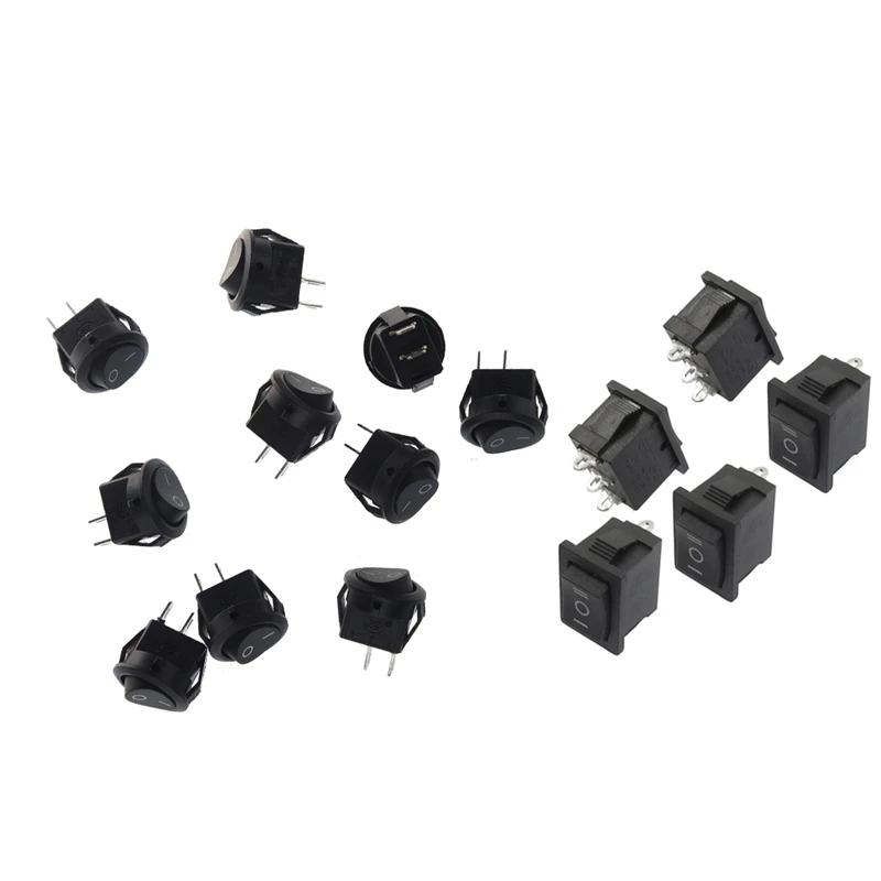10pcsx AC 3A/250V 6A/125V ВКЛ-ВЫКЛ I/O SPST 2 кнопки Pin в круглый лодка кулисный переключатель &amp 5