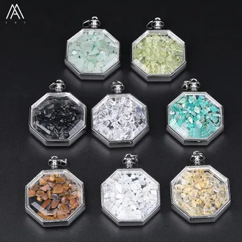 

5pcs/Lot Natural Blue Turquoises Quartz Stone Chip Beads Octagon Wish Bottle Pendant Necklace Amulet Healing Jewelry LS-LT-67AMG