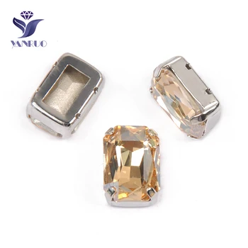 

YANRUO 4627 All Sizes Golden Shadow Octagon Glass Crystal Gold Stones Strass Pointed Back Sewing Rhinestones For Clothes