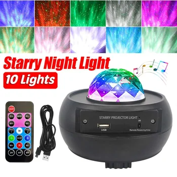 

Galaxy Starry Night Lamp LED Star Projector Night Light Ocean Wave Projector with Music Bluetooth Remote Control Kids Gift