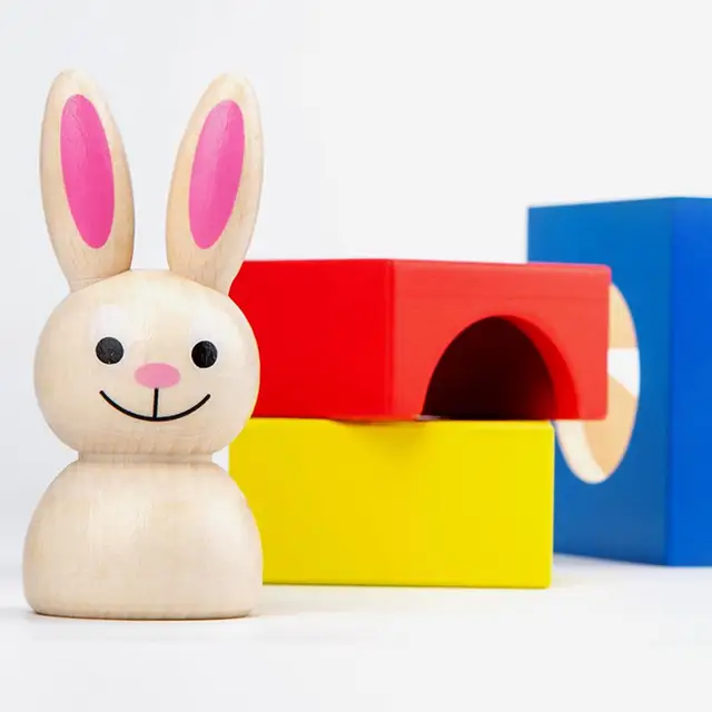 Wooden Magic Box Rabbit Animal Geometric Building Blocks Desktop Game Wooden Puzzles Toy Kids Early Learning Education Toy Gift 4