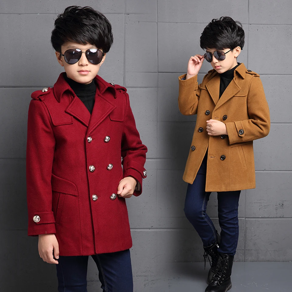 Детская куртка Шерстяное пальто для мальчиков шерстяное пальто, верхняя одежда, зимняя куртка для мальчиков детские Костюмы теплый блейзер для мальчиков утепленная детская одежда