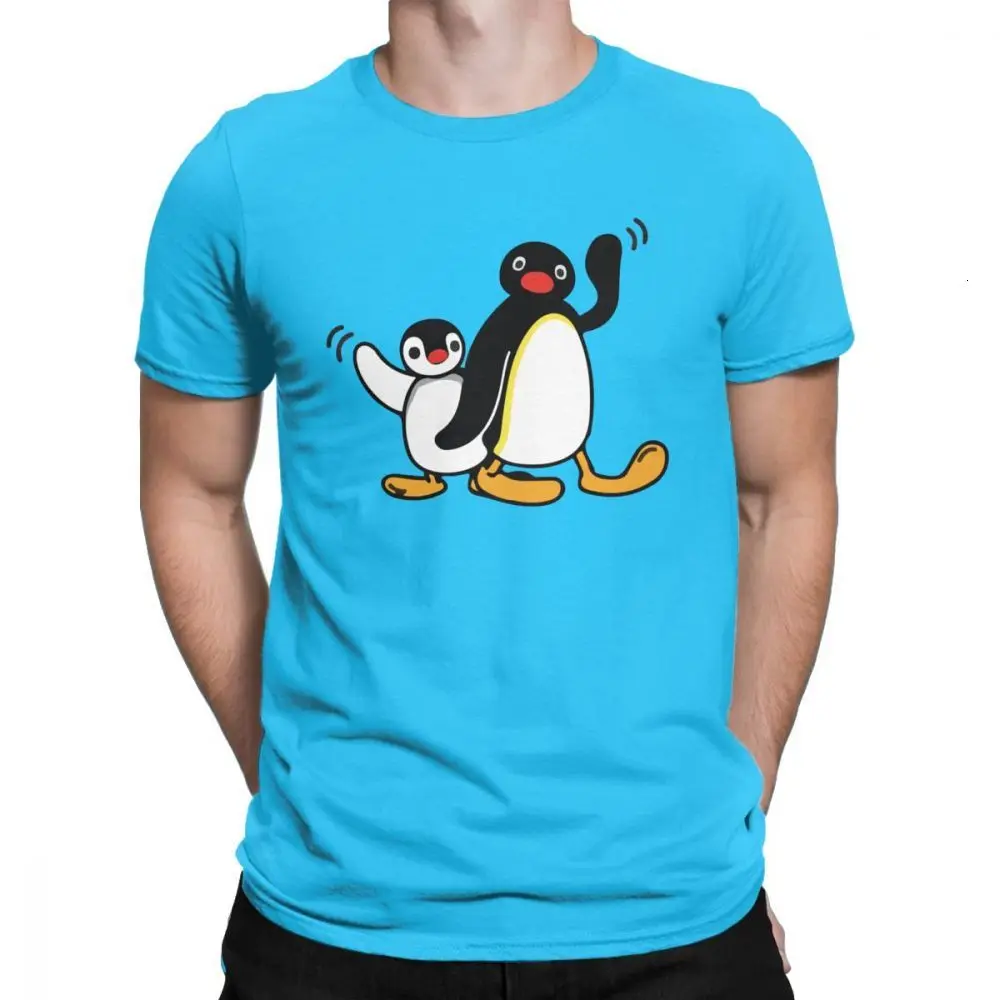 Midnite Star Pingu/мужские футболки серия пингвинов, Мультипликация Meme Kids 80s 90 s, Ретро стиль, Милые Забавные футболки, хлопок - Цвет: RoyalBlUE