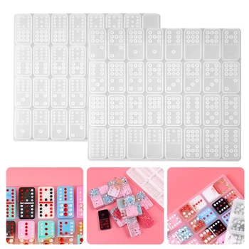 

1/2Pcs Crystal Epoxy Resin Game Toy Mold Dominoes Casting Silicone Mould DIY Crafts Polymer Clay Jewelry Making Tools