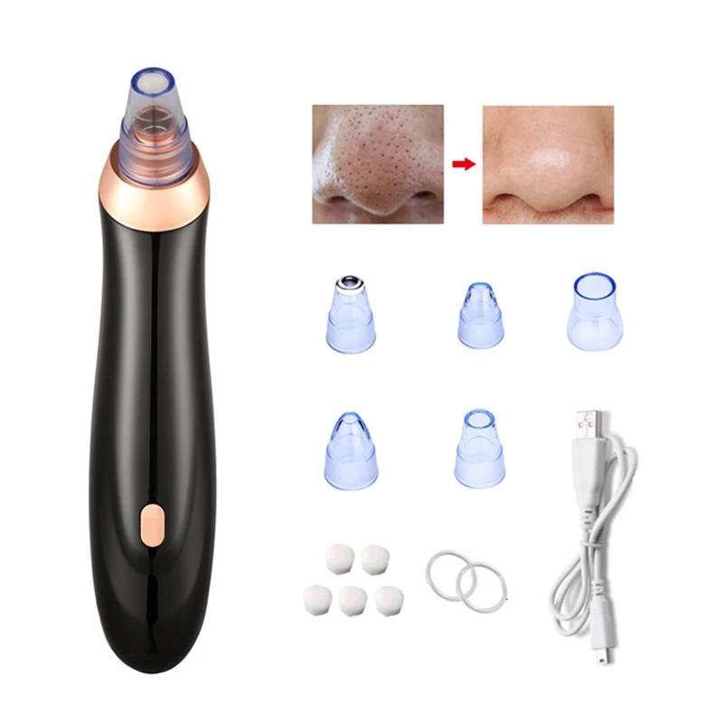 Blackhead Remover Vacuum Suction Face Deep Pore Cleaner Electric Acne Pimple Remover Tool Dark Spot Remover for Face Beauty Tool - Цвет: Black