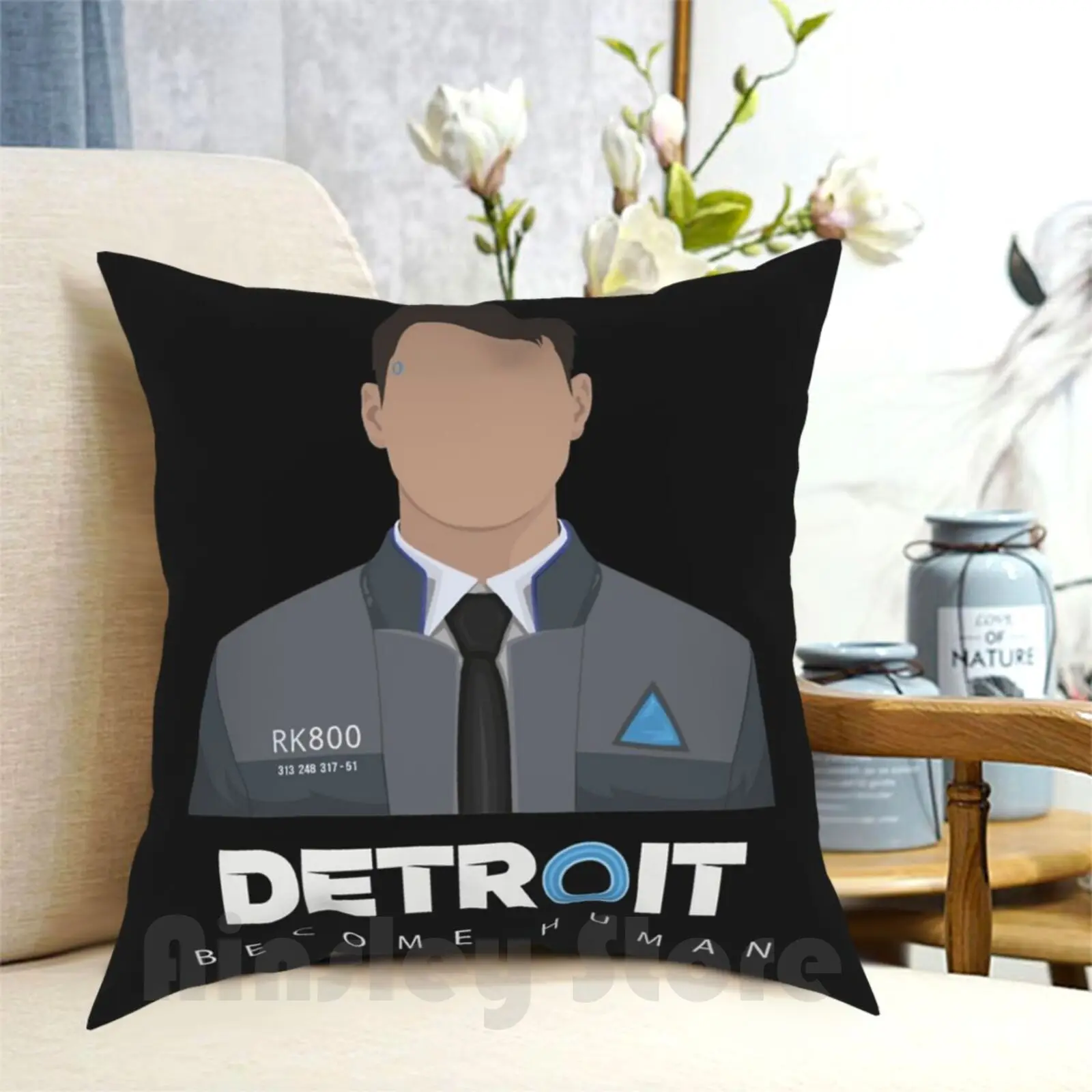 Detroit Diventa Federa Umana Stampata A Casa Morbida Fodera Per Cuscino Fai Da Te Connor Detroit Diventa Umano Videogioco Ps4 Vector Art