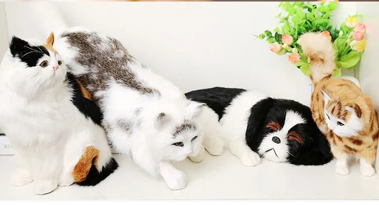 Дети плюшевые животные игрушки реалистичный сон кошки реалистичные животные креативный домашний орнамент дети животные подарки игрушечная кошка модели